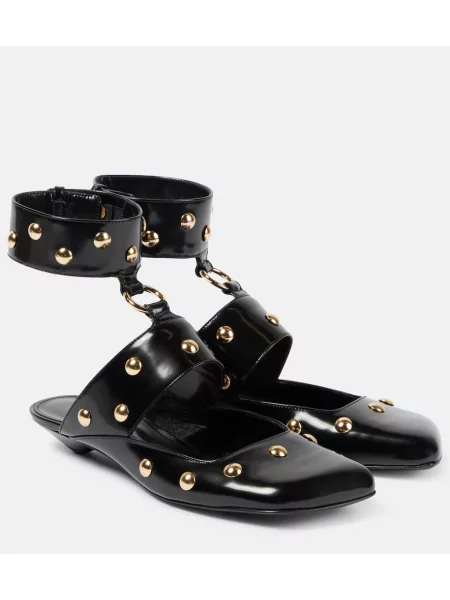 Kožené baleríny Chloé se cvočky černé