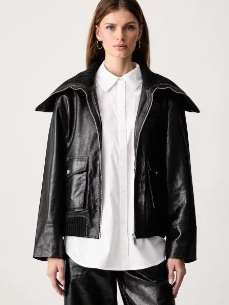 Karl Lagerfeld jachetă pentru femei din piele negru