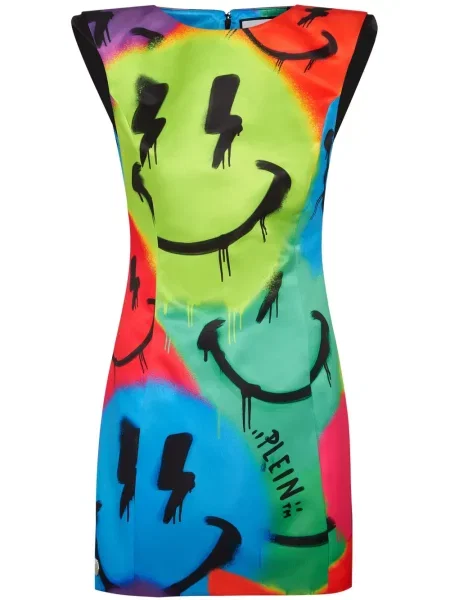 Rochie mini Philipp Plein cu imagine de costum galben