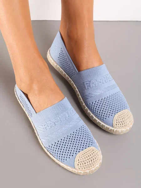 Espadrile cu Față Împletită până la Glezna Mokosa albastre