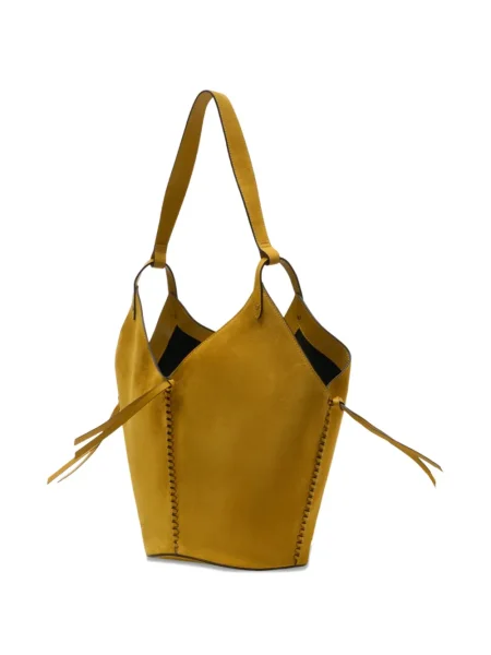 Geantă bucket Isabel Marant din piele de căprioară galben