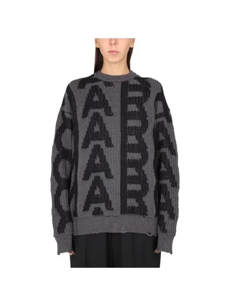 Sweter Marc Jacobs wełniany z przetarciami szary