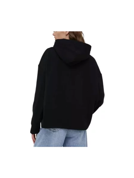 Bluza z kapturem Calvin Klein zamszowa z okrągłym noskiem czarna