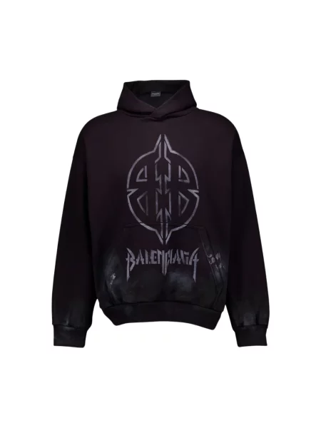 Lniana bluza Balenciaga z nadrukiem czarna