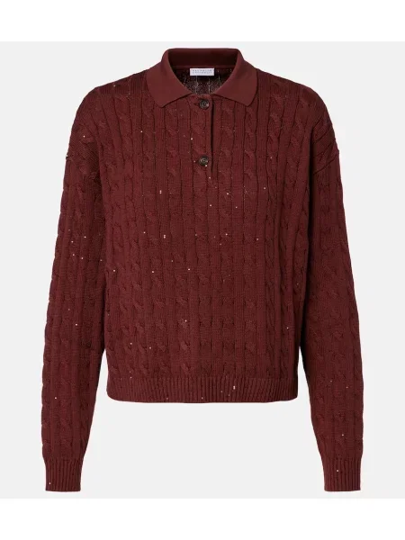 Pulover Brunello Cucinelli tricotate bordo