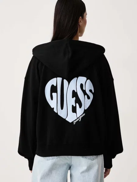Guess Jeans hanorac cu și glugă pentru femei din negru