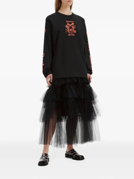 Lung tricou Simone Rocha cu imagine negru