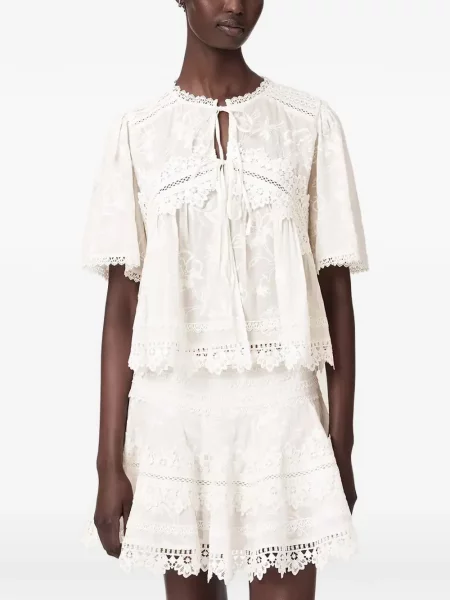 Scurt top Allsaints cu broderie alb