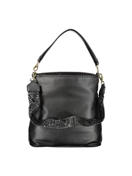Lniana torebka hobo Valentino Bags czarna