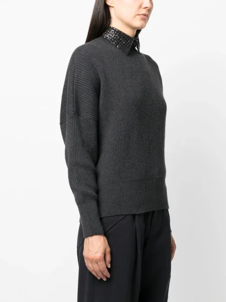 Pulover Brunello Cucinelli din cașmir gri