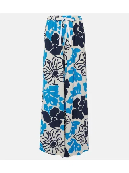 Pantaloni Faithfull The Brand cu model floral albastru