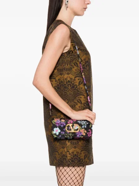 Φλοράλ clutch Valentino Garavani μαύρο