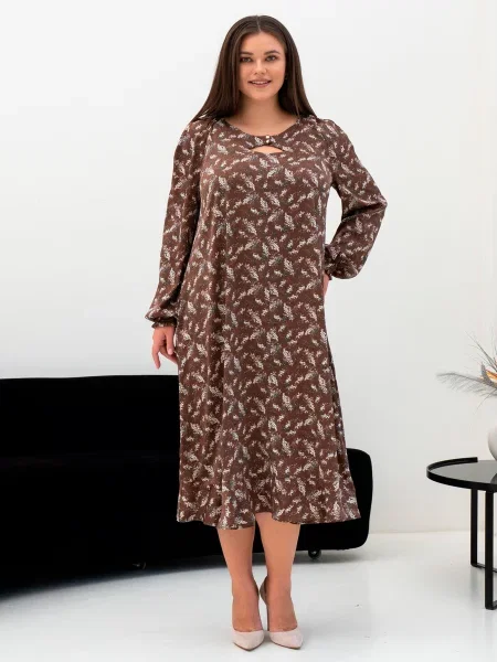 Сукня міді RiMari страйп сатин коричневий
