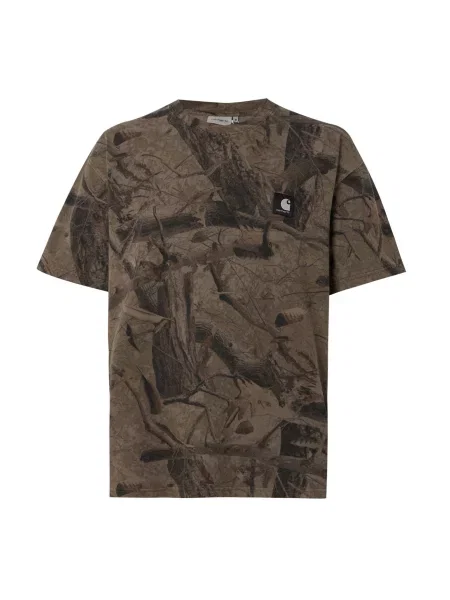 Carhartt WIP Tricou Feather Tree maro / maro închis negru