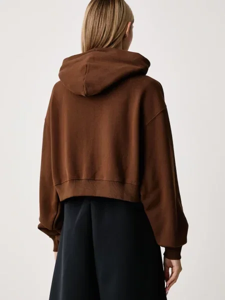 Флийс суичър с качулка Nike Sportswear с качулка кафяво