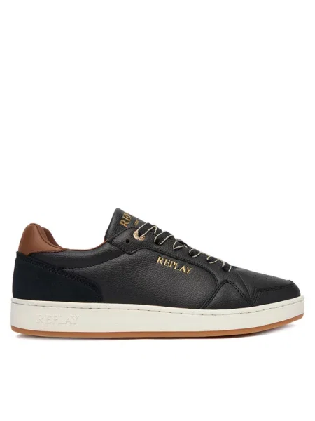 Sneakersy z detalami z logo model ‘SMASH SMART’ Replay czarne