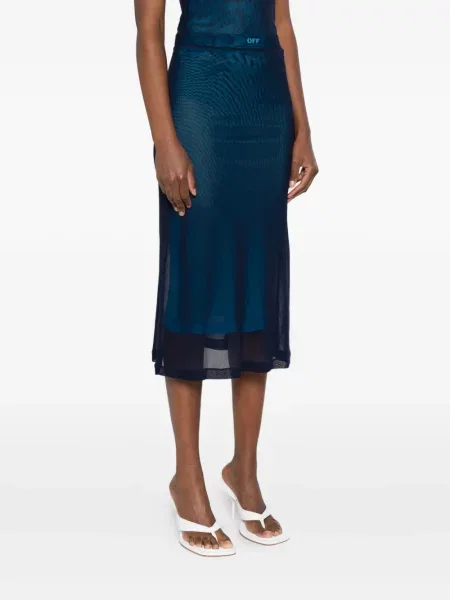 Midi spódnica midi Off-white z siateczką biała