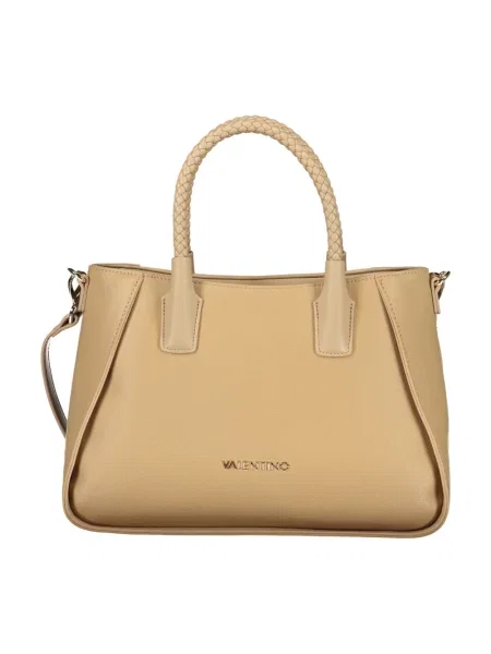 Lniana torebka Valentino Bags beżowa