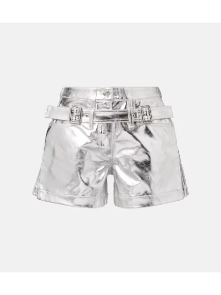 Pantaloni scurți Rabanne cu talie înaltă argintiu