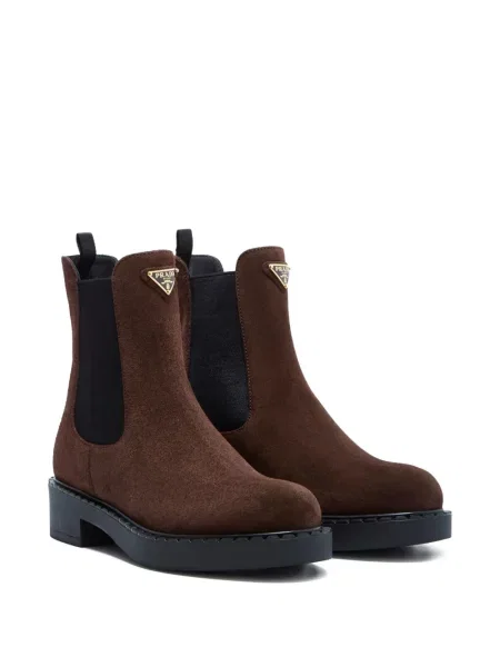 Botine chelsea Prada cu autograf maro