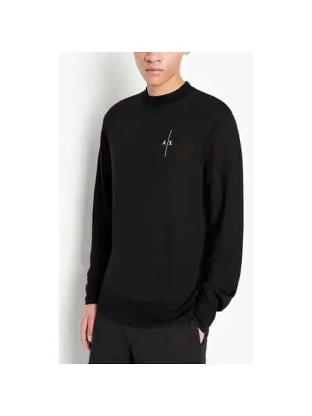 Sweter Armani Exchange z okrągłym dekoltem czarny