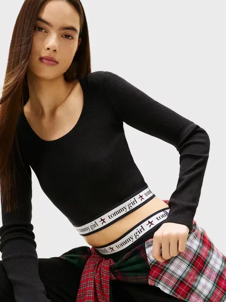 Укорочений топ Tommy Jeans чорний