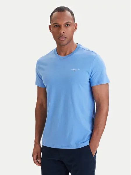 Tommy Jeans Tricou Linear Chest albastru