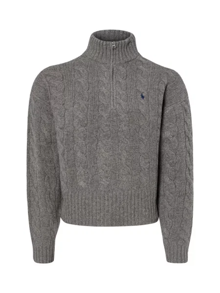Dzianinowy kardigan Polo Ralph Lauren o skróconej długości szary