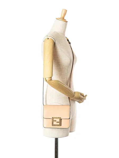 Kožená křišťálová kožená taška Fendi Pre-owned hnědá