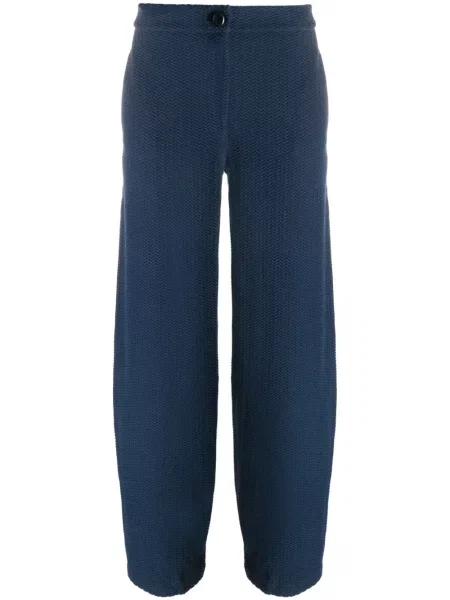 Pantaloni Emporio Armani din jacard albastru