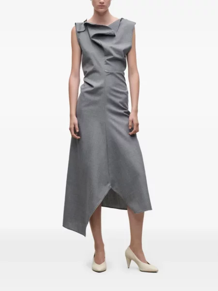 Rochie midi Victoria Beckham drapată gri