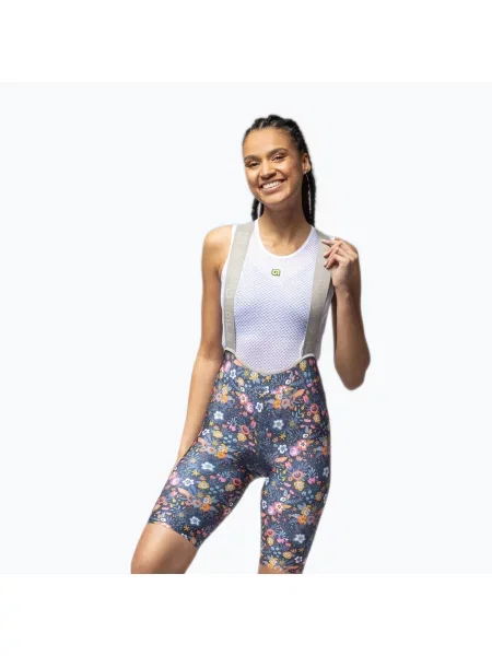 Pantaloni scurți de ciclism pentru femei Alé Master Graphic Bibshorts blue combo albastru