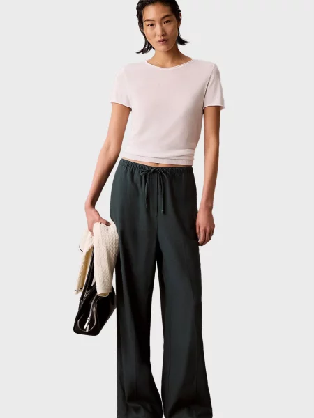 Льняные повседневные брюки Calvin Klein Jeans зеленые