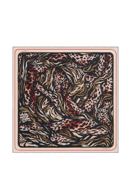 Fular Givenchy de mătase cu imagine cu imprimeu animal print maro