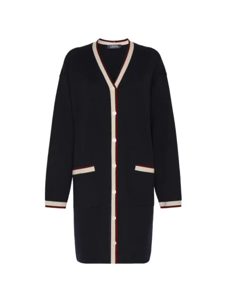 Lung cardigan Max Mara de lână albastru