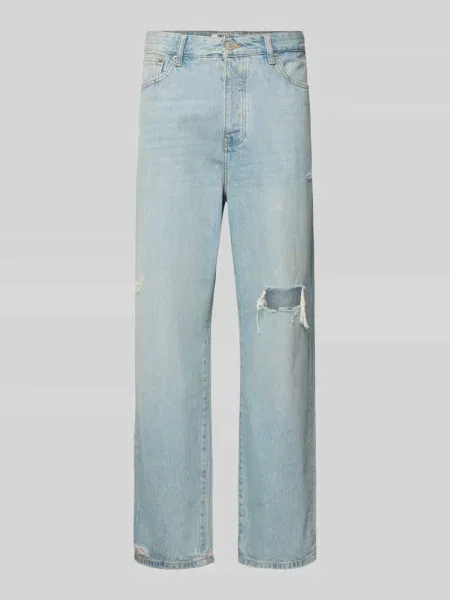 Jeansy o kroju loose fit z czystej bawełny model FADE' Only & Sons