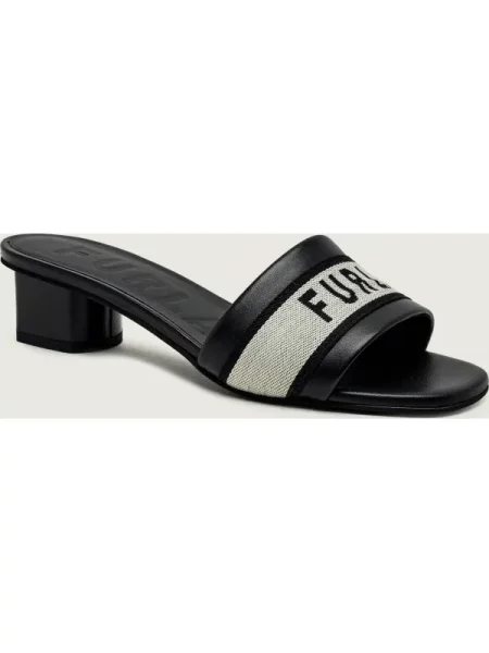 Furla De piele șlapi cu gros FURLA CILINDRO negru