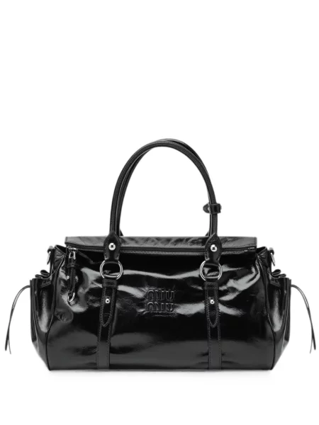 Geantă shopper Miu Miu cu autograf negru