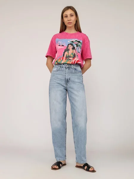 Джинси мом YUKI блакитний