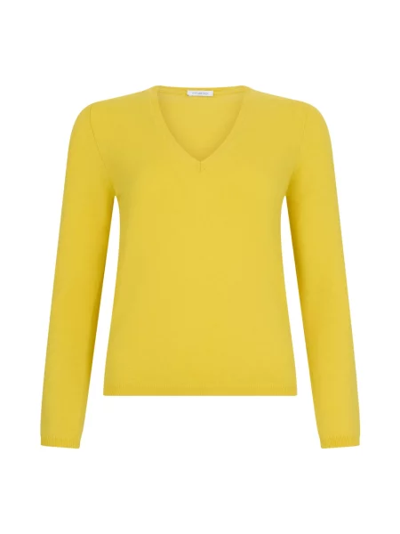 Sweter Malo z dekoltem w serek żółty