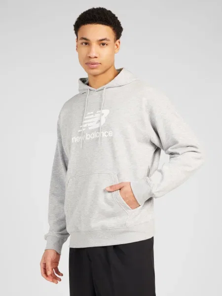 Pánska mikina New Balance Stacked Logo French Terry Hoodie athletic grey sivá