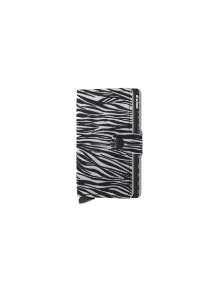 Secrid portfel skórzany Miniwallet Zebra Light Grey szary czarny