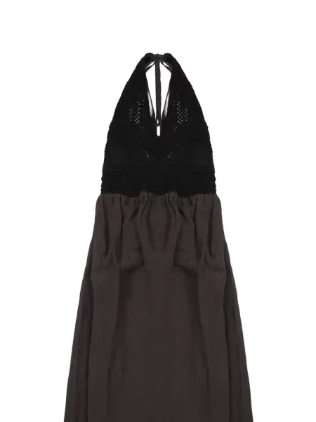 Kötött halter nyakú maxi ruha 120% Lino szürke