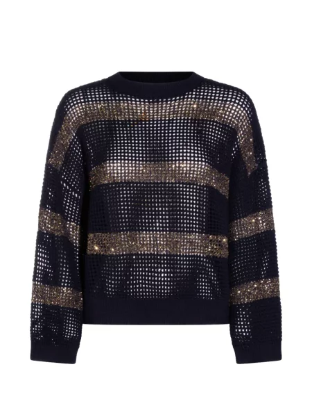 Pulover Brunello Cucinelli cu paiete albastru