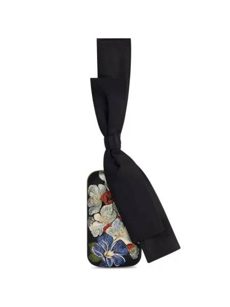 Geantă plic Givenchy cu broderie din satin cu model floral negru
