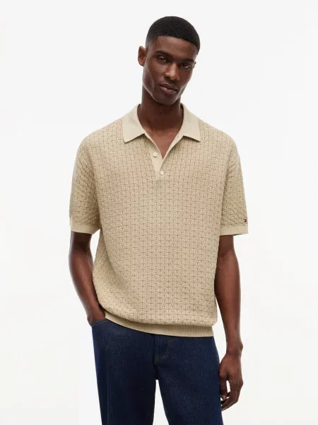 Tricou polo Tommy Hilfiger bej