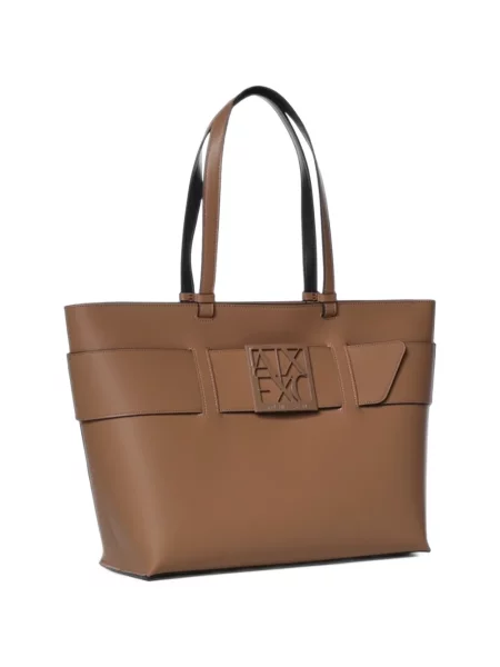 Geantă Armani Exchange cu autograf maro