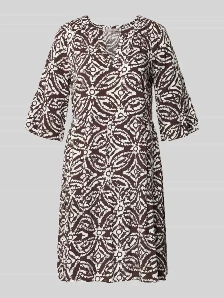Sukienka mini o kroju regular fit z czystej z nadrukiem w kafelki Christian Berg Woman Selection