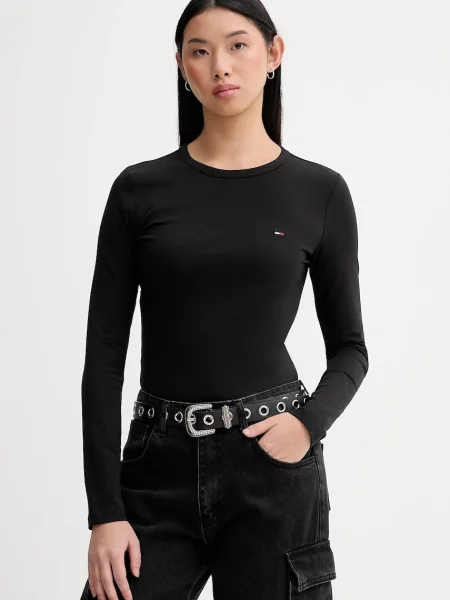 Tricou mânecă lungă Tommy Jeans negru