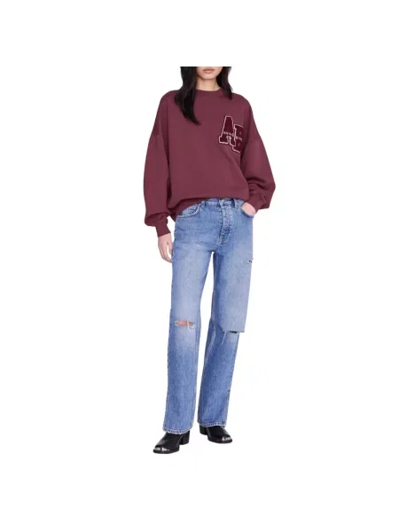 Oversize’owa bluza dresowa z bawełny Anine Bing czerwona